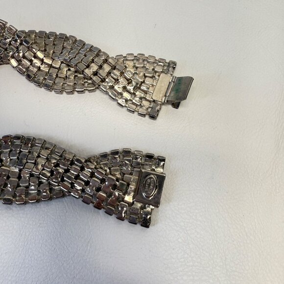 Kenneth Lane Rhinestone Twist Design Choker‎ Necklace Signed Silver-Tone Sparkle - Picture 4 of 7